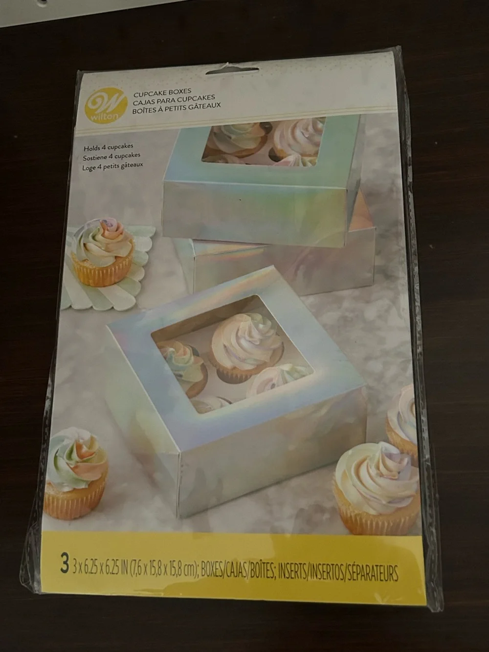 Wilton Iridescent Pearl Cupcake Boxes - Shimmer (Set of 3) 4 cupcake per box